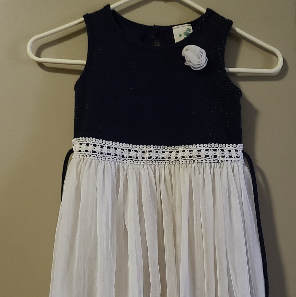 Toddler blue and white dress